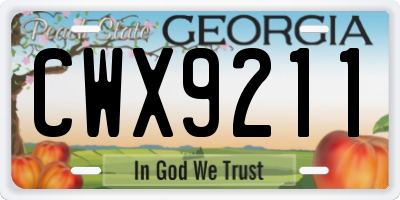GA license plate CWX9211