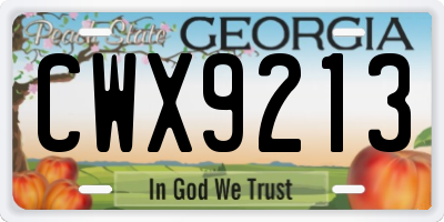 GA license plate CWX9213