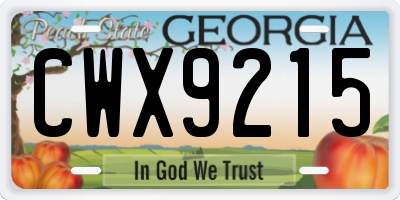 GA license plate CWX9215