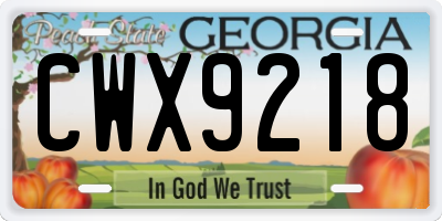 GA license plate CWX9218