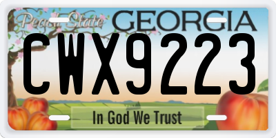 GA license plate CWX9223