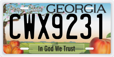 GA license plate CWX9231