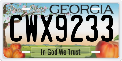 GA license plate CWX9233