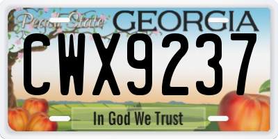 GA license plate CWX9237