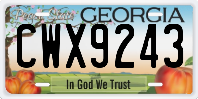 GA license plate CWX9243
