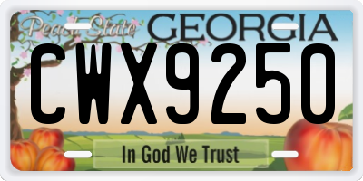 GA license plate CWX9250