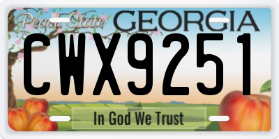 GA license plate CWX9251