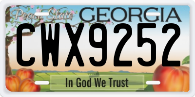 GA license plate CWX9252