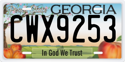 GA license plate CWX9253