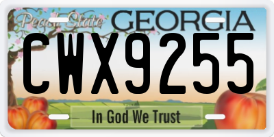 GA license plate CWX9255