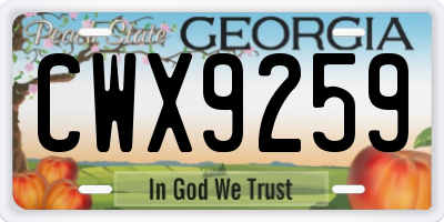 GA license plate CWX9259