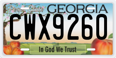 GA license plate CWX9260