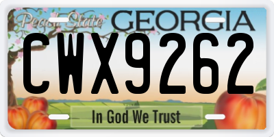 GA license plate CWX9262