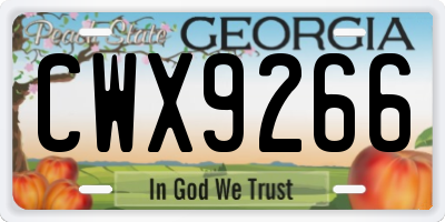GA license plate CWX9266