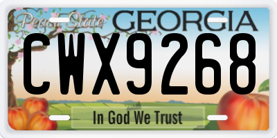 GA license plate CWX9268