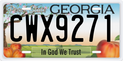GA license plate CWX9271