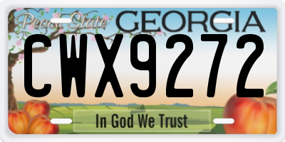GA license plate CWX9272