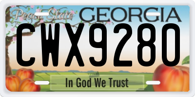 GA license plate CWX9280