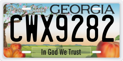 GA license plate CWX9282