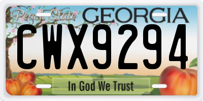 GA license plate CWX9294