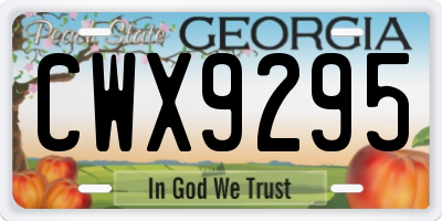GA license plate CWX9295