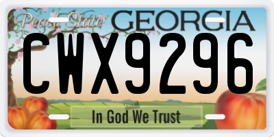 GA license plate CWX9296