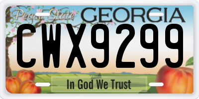 GA license plate CWX9299