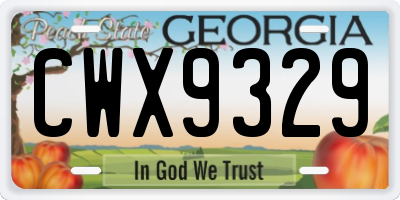 GA license plate CWX9329
