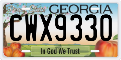 GA license plate CWX9330
