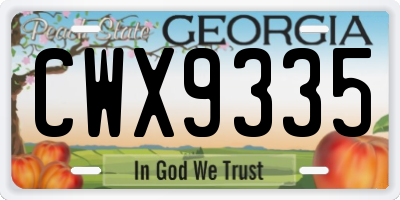 GA license plate CWX9335