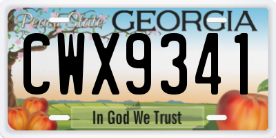 GA license plate CWX9341