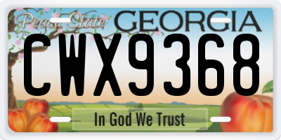 GA license plate CWX9368