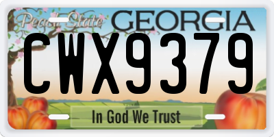 GA license plate CWX9379