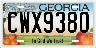 GA license plate CWX9380