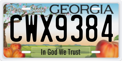 GA license plate CWX9384