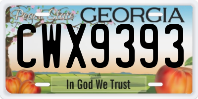 GA license plate CWX9393