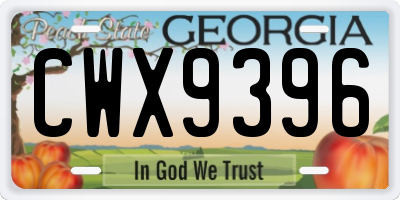 GA license plate CWX9396