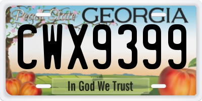 GA license plate CWX9399