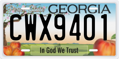 GA license plate CWX9401