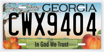 GA license plate CWX9404