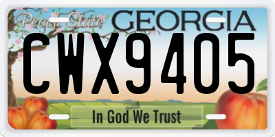 GA license plate CWX9405