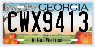 GA license plate CWX9413
