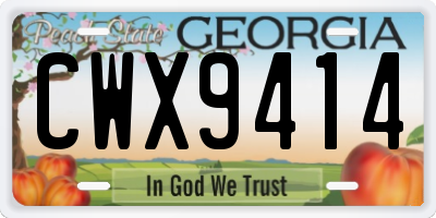 GA license plate CWX9414