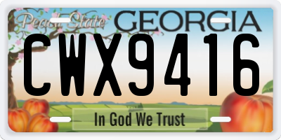 GA license plate CWX9416