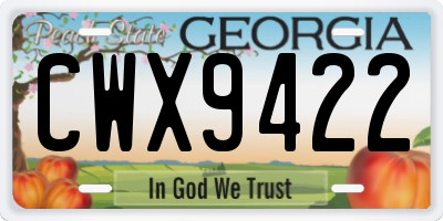 GA license plate CWX9422