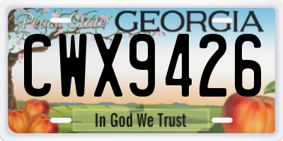 GA license plate CWX9426