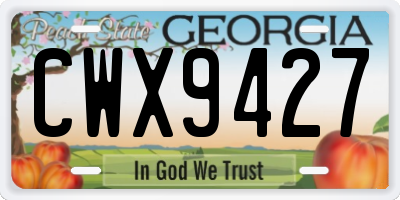 GA license plate CWX9427