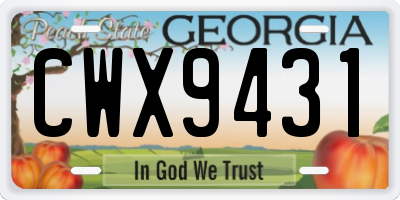 GA license plate CWX9431