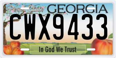 GA license plate CWX9433
