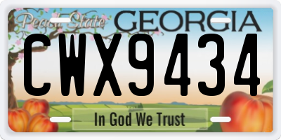 GA license plate CWX9434